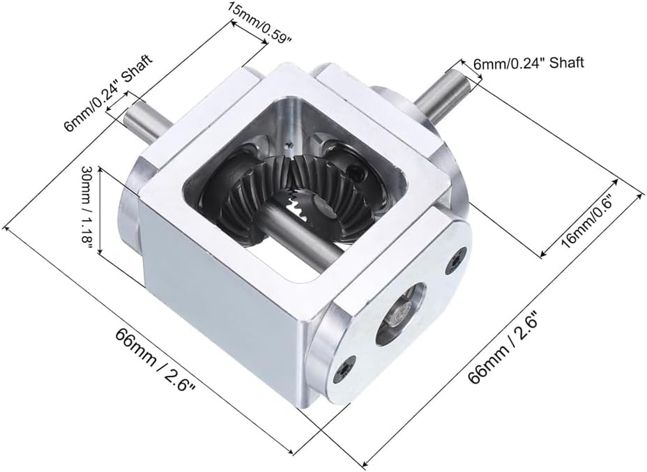 Gear-Box 90 Degree Right Angle Bevel Gear-Box 1:1 Single Output Shaft 1 Module 20 Teeth Bevel Gear Aluminum Frame