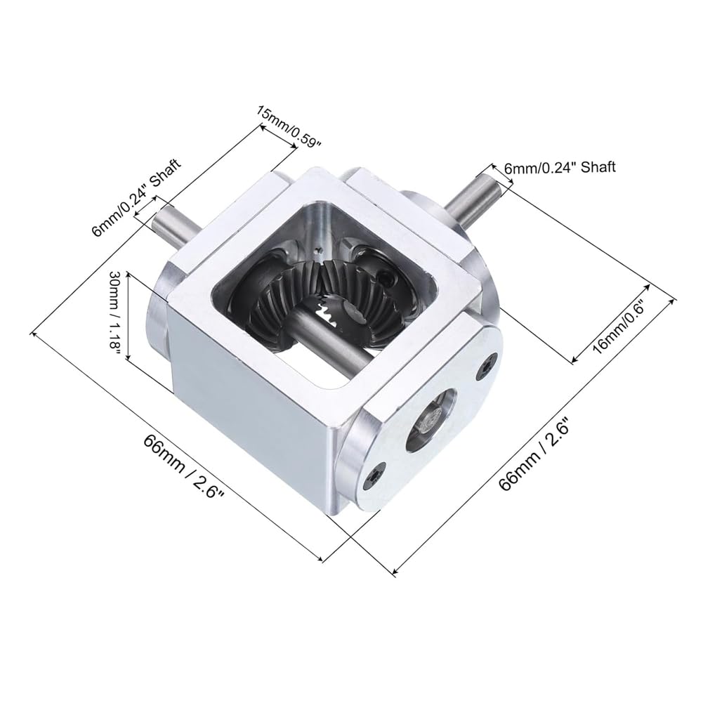 Gear-Box - Scatola ingranaggi conica ad angolo retto 90 gradi 1:1 albero di uscita singolo 1 modulo 20 denti Telaio in alluminio