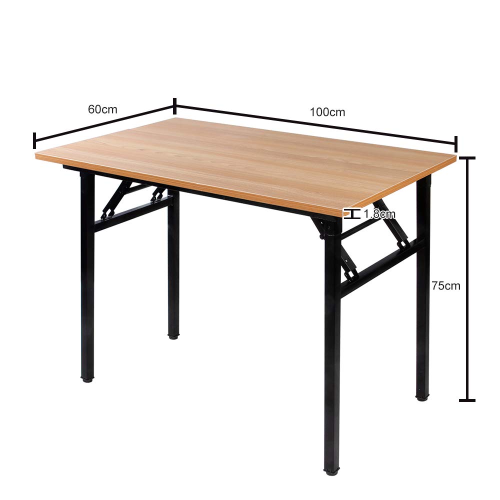 SDHYL Klapptisch, Computertisch, Schreibtisch, Bürotisch, Home-Office-Tisch, Faltbarer Schreibtisch für Home-Office, kleine Räume (Teak/Schwarz, 100_x_60cm)