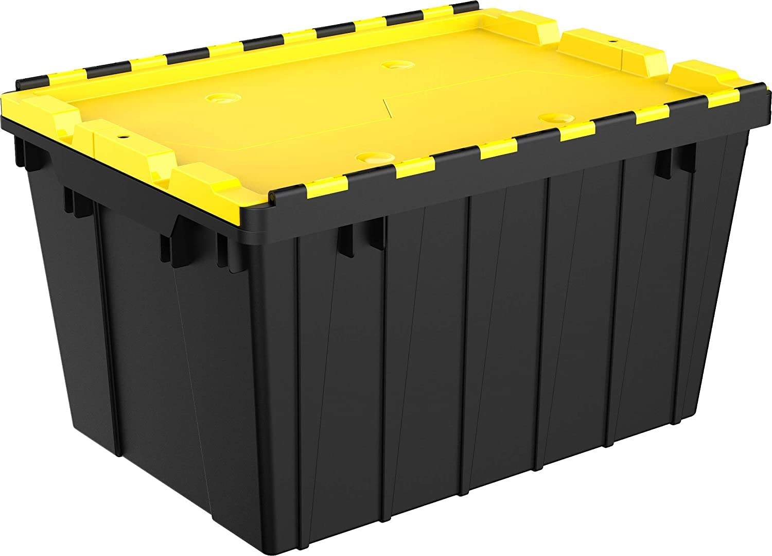 Cosmoplast Plastic Utility Storage Box With Dual Flap Lids 55 Liters, Yellow Black, IFHHST372KY, Cosmoplast Utility Storage Box 55 Liters
