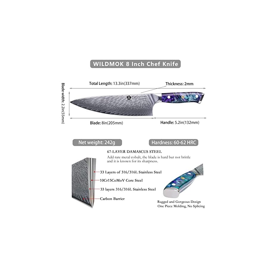 WILDMOK-Damascus-Chef-Knife-8-inch-Japanese-chefs-knives-Resin-Handle-kitchen-knife-sharp-knives-kitchen-Cooking-Knife-chefs-knives-Including-Gift-Box WILDMOK Damascus Chef Knife, 8 inch Japanese chef's knives, Resin Handle kitchen knife, sharp knives kitchen Cooking Knife, chef's knives Including Gift Box