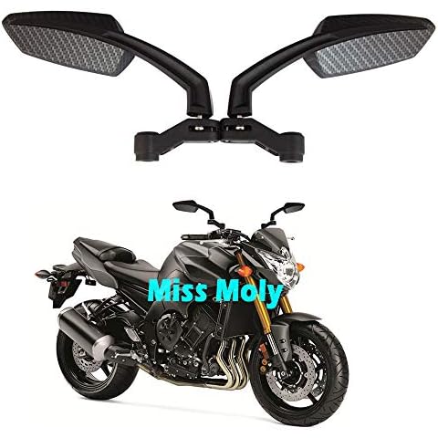 Motorcycle Rearview Mirror, 8mm 10mm Street Bike Mirrors for XJR1300 XJ6 FZ1 FZ6 MT-09 V-Max(Carbon) Cover