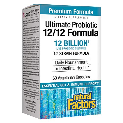 Natural Factors, Ultimate Probiotic 12/12 Formula, Supplement to Support Digestive & Immune Health, 12 Billion CFU, 60 Capsules (60 Servings)