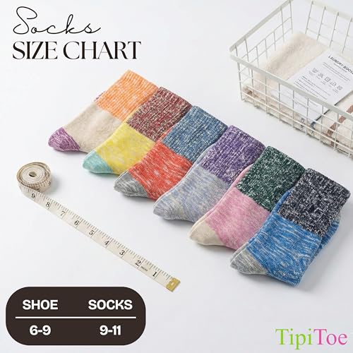 Image of Tipi Toe Women's 6 Pairs Winter Boot Socks - Soft Cotton Blend Warm Crew Socks Size 9-11