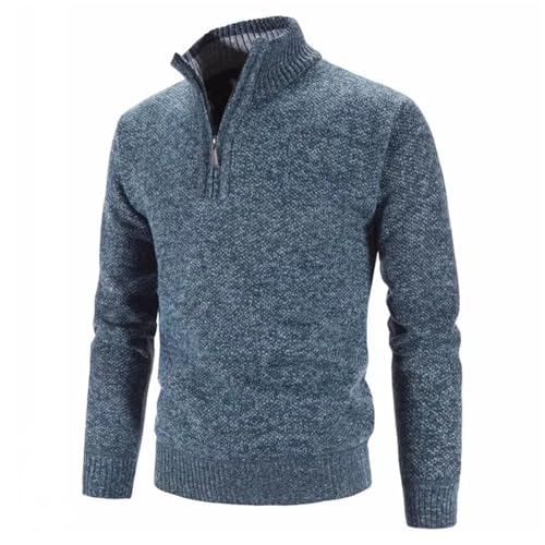 Men Thick Knitted Sweater Solid Color Zipper Mock Neck Pullovers Slim Fit Knit Causal Cardigan4
