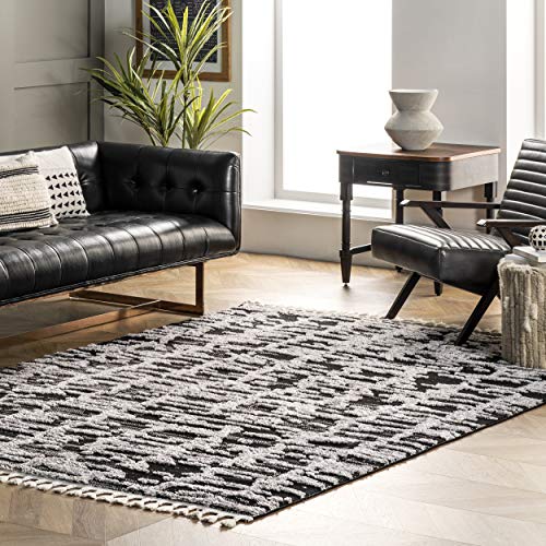 nuLOOM Cosette Abstract High Low Textured Tassel Area Rug, 4x6,