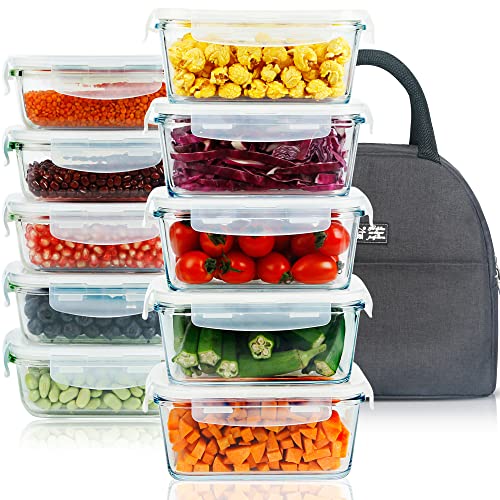 10 Pack Meal Prep Containers Glass Food Storage Containers with Lids