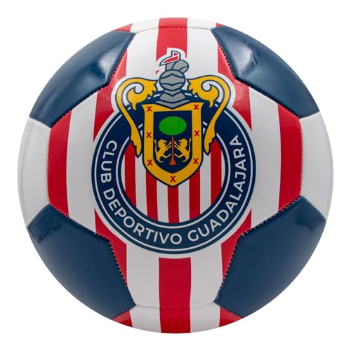 Voit Club Guadalajara Official Merchandise, Size 5 Soccer Ball, Machine-Stitched for Durability, Recreational Use, Perfect for Chivas Fans, Red, Blue & White Color, Ideal for Grass Surfaces, S100