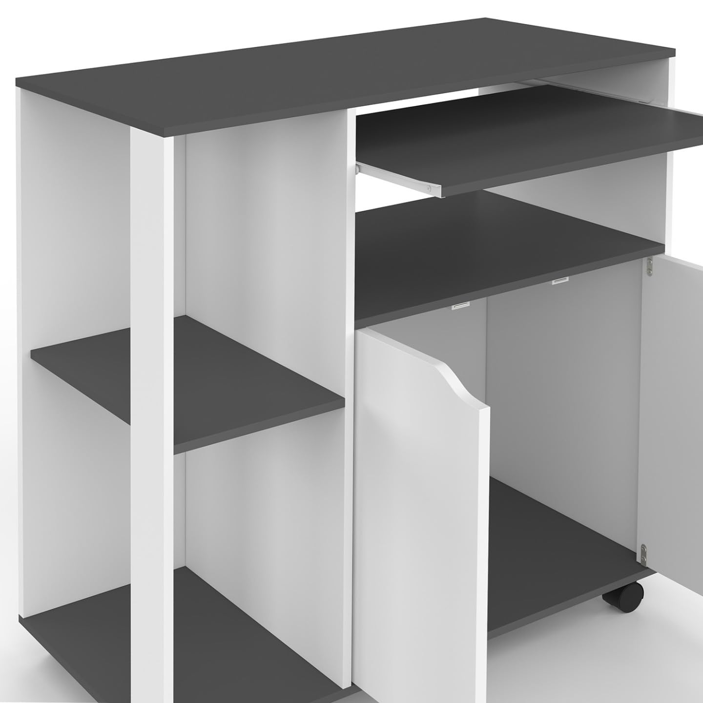 IDMarket - Aparador COSI, de madera blanca y tablero gris, 76 cm de largo