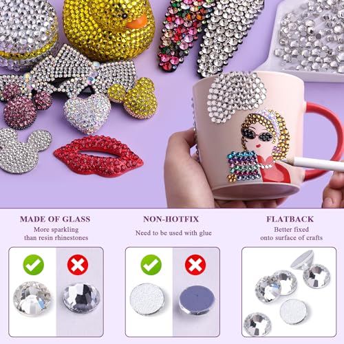 Image of 3000PCS SS16 /4mm Crystal Glass Rhinestones for Bedazzling (Clear) | Flatback Rhinestones for Crafting DIY Nail Art Makeup Decoration, Gems Diomand Charms for Tumbler Shoes Clothing Mug