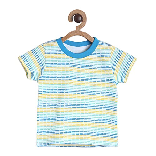 Image of miniklub Baby Round Neck Half Sleeve Knitted Cotton T-Shirt, Pack of 3 (Multi Color)