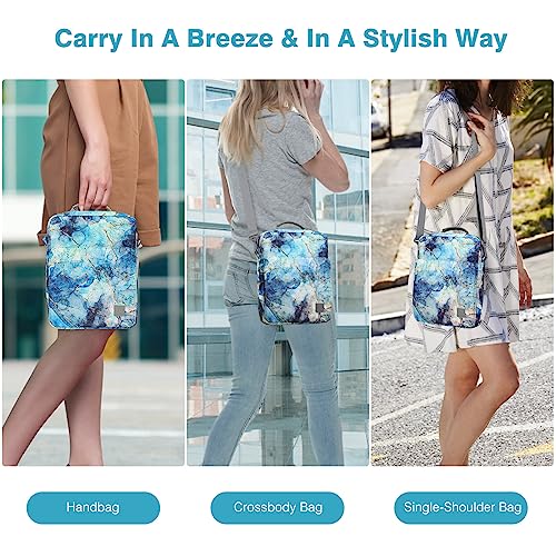 Image of Dadanism 9-11 Inch Tablet Sleeve Bag Carrying Case with Shoulder Strap for iPad (A16) 11 inch, iPad 10th Gen 10.9 inch, iPad Air M4 /Pro M5 11 inch, iPad 9 /8 /7th 10.2 inch, Galaxy Tab A11+ Plus 11 inch, Marble Blue