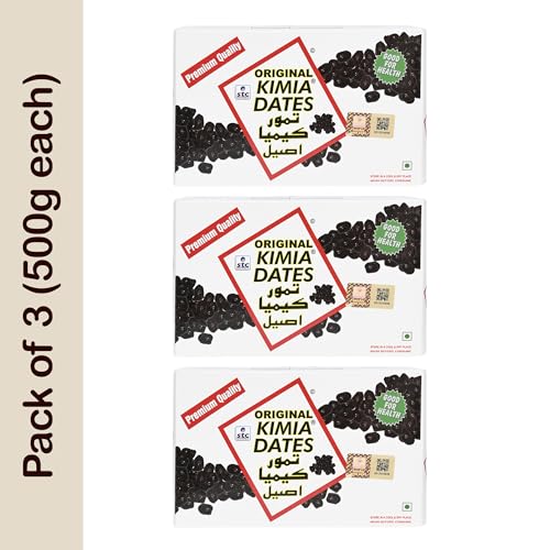 Image of Kimia Dates Original Mazafati Dates - Pack of 3 (500gm Each) | Juicy & Delicious Khajoor, Khajur | Healthy Snacks | Rich in Fibre | Perfect for Snacking (Carton Box)