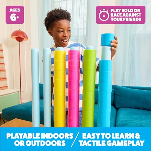 Image of Giant Color Stack Challenge by Relatable - Strategy Stacking Game with 50 Puzzles, Backyard & Lawn Activity for Summer Parties, Outdoor Fun for Families & Groups, Ages 6+