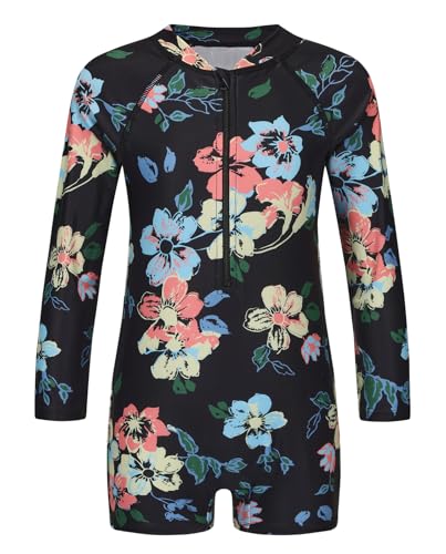 Image of Girls One Piece Rash Guard Swimsuits for Girl Long Sleeve Bathing Suits with UPF 50+ Sun Proctection Sunsuits 3-16 Years