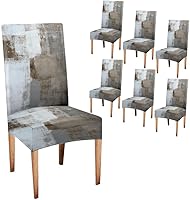 Vista 56 de TOMWISH Fundas para Sillas De Comedor 6, Fundas para sillas de comedor, pintura de arte abstracto, funda extraíble elástica de elastano para silla