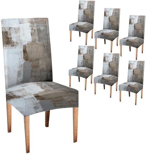 Miniatura 56 de TOMWISH Fundas para Sillas De Comedor 6, Fundas para sillas de comedor, pintura de arte abstracto, funda extraíble elástica de elastano para silla