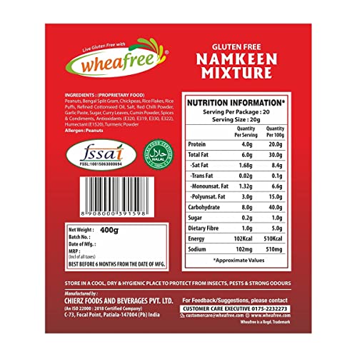 Image of Wheafree Gluten Free Sorghum Sooji (Pack of 2 x 400g Each) & Wheafree Namkeen Mixture - Pack of 2 (400g each)