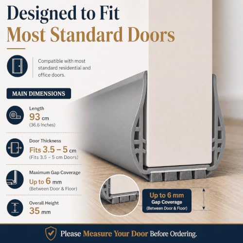 Image of Gap Filler for Door Bottom Seal Strip - Sound-Proof, Reduce Noise, Energy Saving Door Stopper for Reduce Door Dust, Insects Protector (Grey Door Strip with Brush)