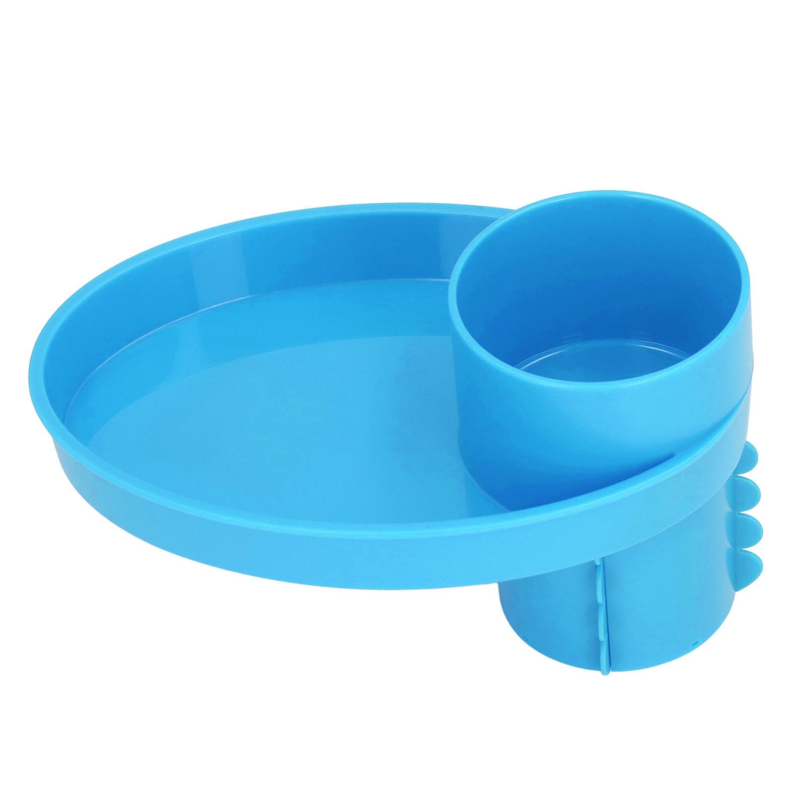 Syrisora Car Seat Snack Tray Portable Multifunctional Travel Rotating Cup Holder Plate for Toys Water Glasses Accessories (Blue)