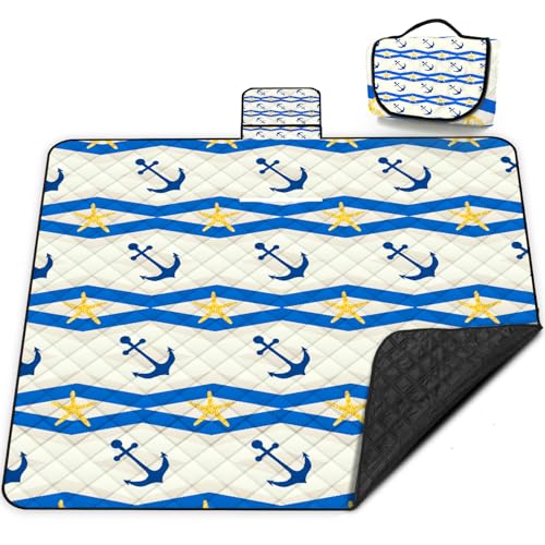 Poedist Extra Large Picnic Blanket Waterproof,80"x 80"Foldable Machine Washable Beach Blanket,Outdoor Blanket for 6-8 Adults,Suitable for Indoor Crawling,Park Beach,Camping,Hiking,Family Travel(Boat) - image 1