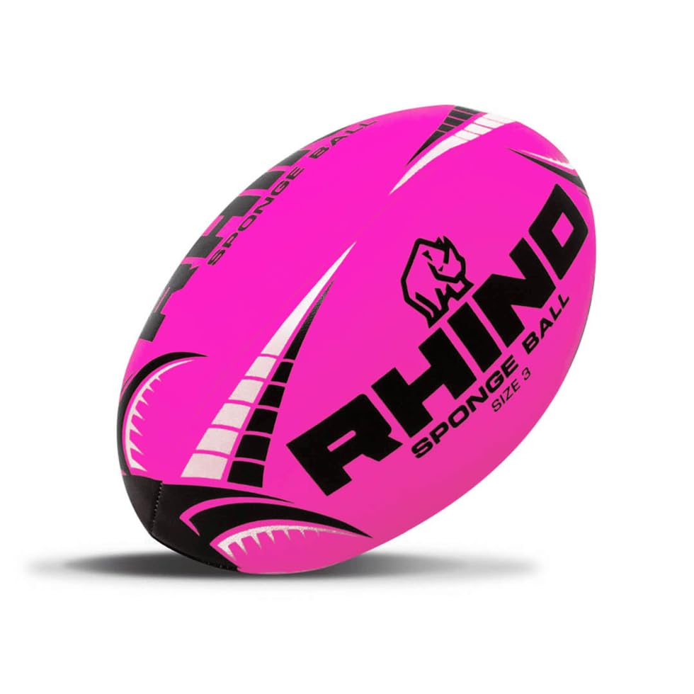 Rhino Sponge Rugby Ball Hot Pink Size 3