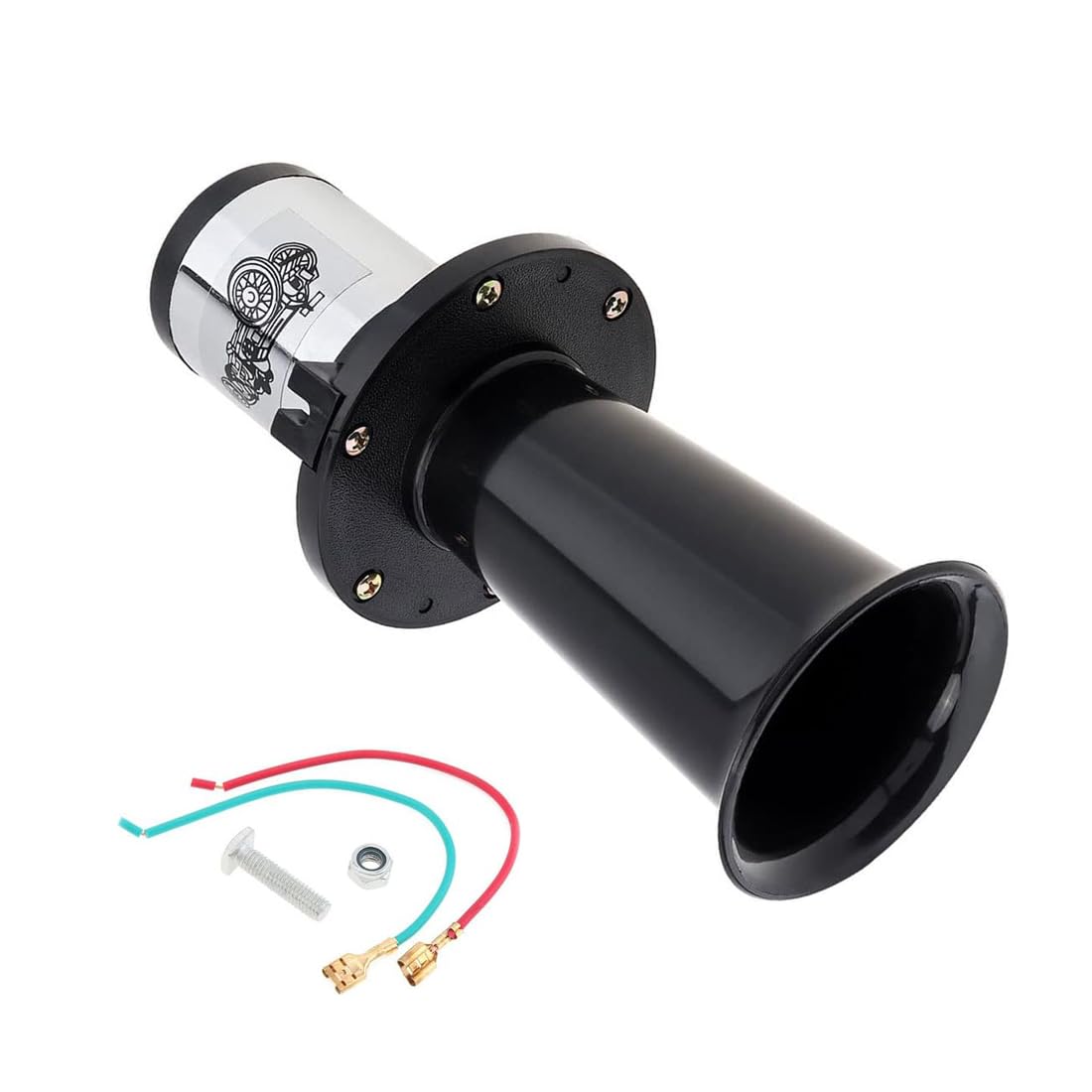 Clacson Ahooga per auto, stile classico, vintage, per auto, camion, camper, 12 V, 110 dB (nero)
