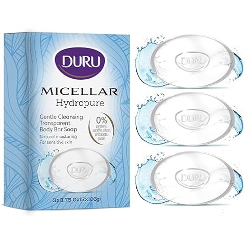 Duru Micellar Water Glycerin Bar Soap - Vegan Transparent Face Cleansing Bar Moisturizing Sensitive Skin Bar Soap Wash for Women and Men Plant Based Skin Care - 3 Pack Cover