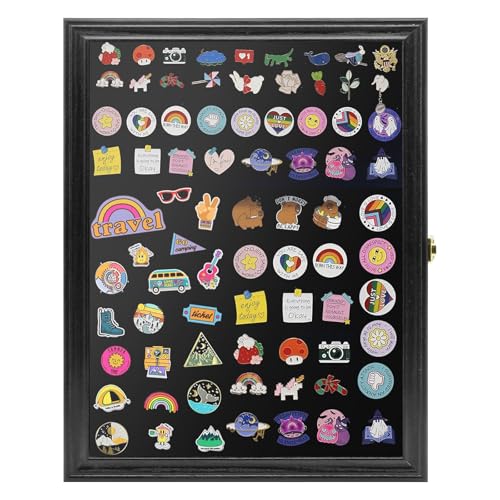 Image of PiaoHao19x14 Pin Display Case Pin Collection Display Case with 98% UV Protection Acrylic Door for Military Medals, Jewelry Pins, Pin Gift, Insignia Ribbons, Beach Tags, Pin Collectibles