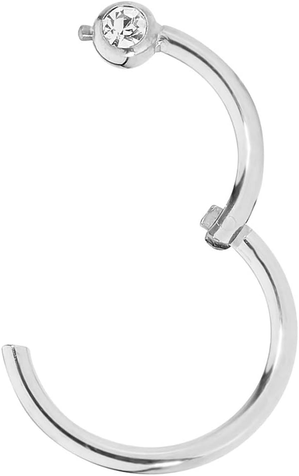 365 Sleepers 316L Surgical Steel Hypoallergenic 18G Gem BCR Ball Closure Septum Jewelry Hinged Segment Ring Body Piercing Hoop Lip Rings Helix Cartilage Rook Sleeper Earrings 6mm – 10mm - Image 2