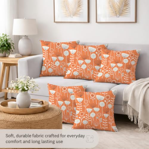 Image of STITCHNEST 'Little Meadow Series' Cushion Cover | Set of 5 | Floral Cushion Cover 16 inch x 16 inch