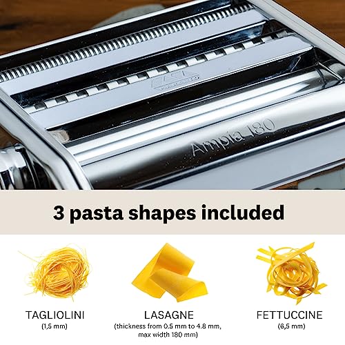 MARCATO Made in Italy Ampia 180 Classic Manual Pasta Machine, Chrome Steel. Makes Lasagne, Fettuccine & Tagliolini. - Thumbnail 3