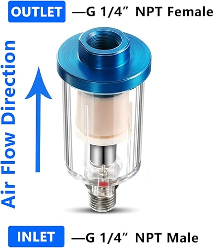 Miniatura 4 de YXCCSE 3 piezas de separador de aceite de agua, mini filtro de aire en línea, filtro de aerógrafo de entrada y salida NPT de 14 pulgadas, separador