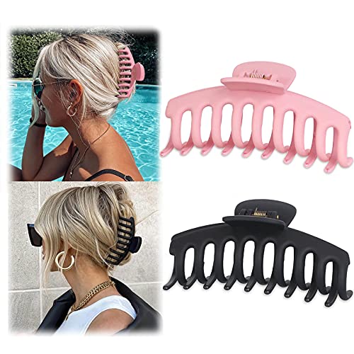 Big Hair Claw Clips For Women - 2 PCS 4.3 Inch Large Hair Clips For Girls Nonslip Strong Hold jaw banana Matte hair clips for Thick Hair