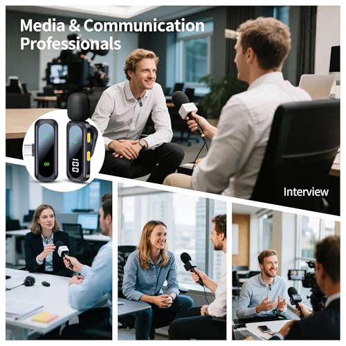 Image of Wireless Lavalier Microphone with Magnetic Clip & LED Display, Mini Lapel Mic，Wireless Microphone for iPhone,Android, iPad, for Video Recording, Streaming, Interview, Vlog,Tiktok,YouTube