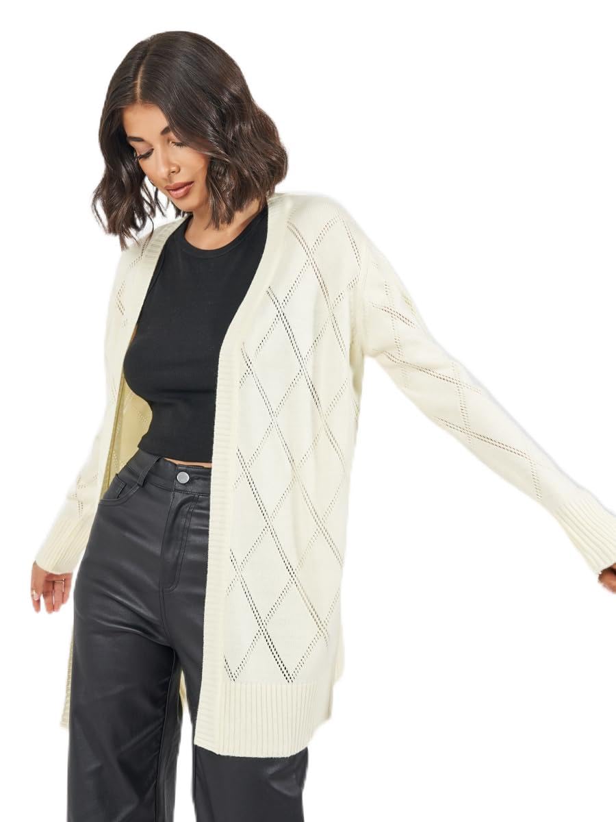 Women's Acrylic Modern Cardigan Sweater-image-11