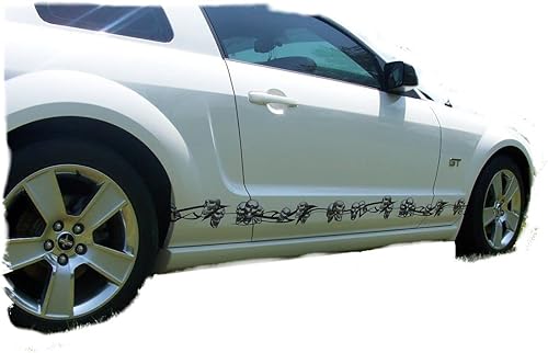 Full Color Tribal Skull Rocker Side Graphics Set Decals Stickers sizes To FIT ALL car truck SUV Including Mustang Camaro Silverado Sierra (4" X 80"