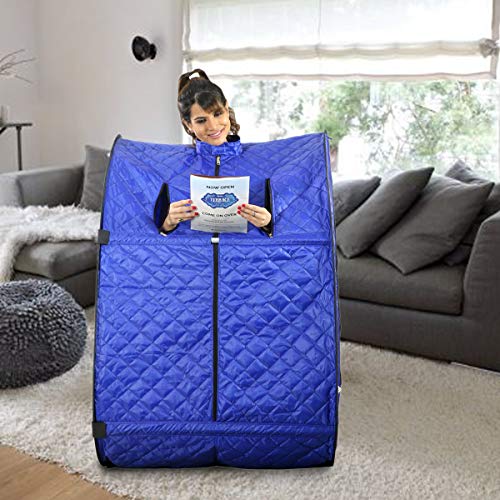 Image of Kawachi Portable Steam Bath Cabin for Ayurvedic Panchkarma Swedan Therapy and Home Spa Sauna Detox, Foldable Personal Steaming Tent (Steam Generator Not Included) - (Blue)
