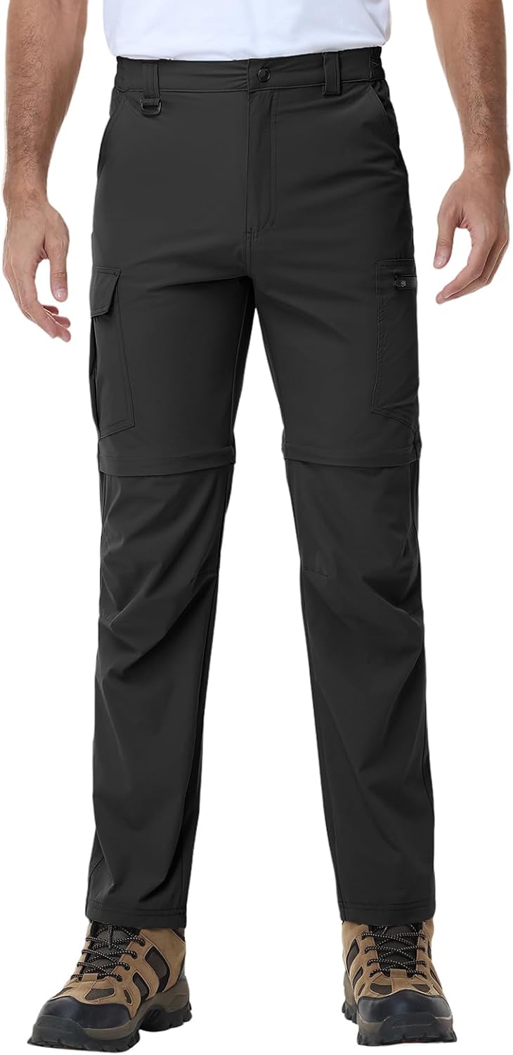 Men’s Hiking Pants Convertible Cargo Lightweight Quick Dry Waterproof Zip-Off Tactical Pants for Fishing Travel Climbing Work