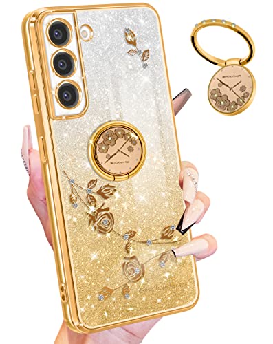 Coque Samsung S22 brillante avec anneau de support antichoc