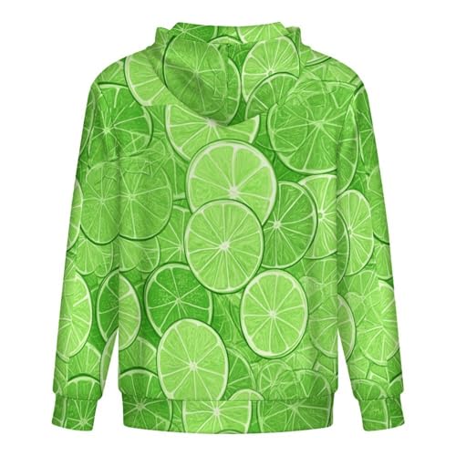Green Lime Slices Men's Hoodies with Zipper Lightweight Long Sleeve Casual Sweatshirts 5