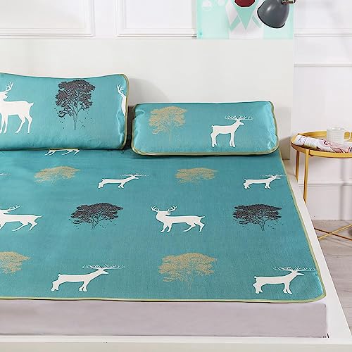 Tbest Impressão 3D Dobrável Dobrável Verão Ice Silk Tapete de Refrigeração com Fronha (180 * 200 cm