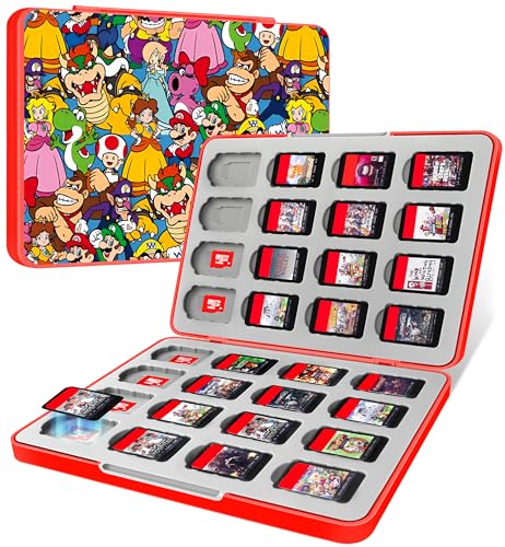 Xinocy for Nintendo Switch Game Case with 32 Game Holder Slots and 32 SD Micro Card Slots for Nintendo Switch/Lite/OLED,Cute Cartoon Games Cartridge Cases for Boys Kids Girls Kawaii Storage Box, Maliao