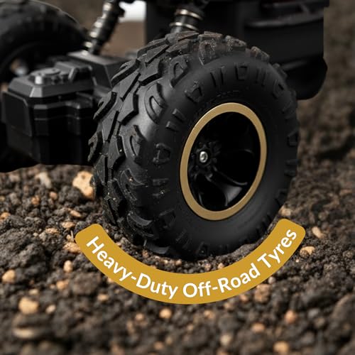 Image of Lilplay Monster Truck | Rechargeable Remote Control Car for Kids | Rock Crawler 5 Function 1:18 RC Car with Smoke | Offroad High Speed Rock Climbing Toys for Boys (Golden)
