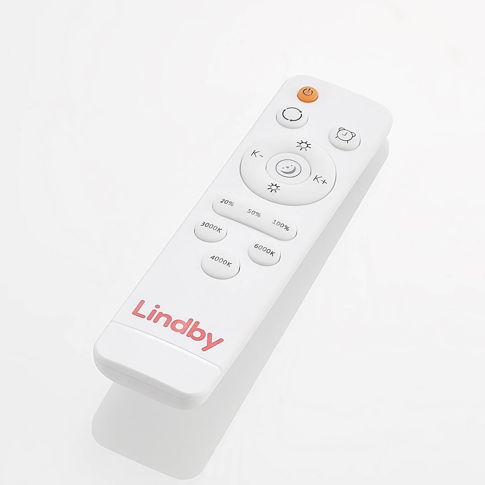 Lindby Bombillas LED lámpara de techo en madera, blanco, regulable plafón | lámpara de salón, moderno, cct, 3000 k blanco cálido - 6500 k luz, de madera, con mando a distancia para sala de estar,