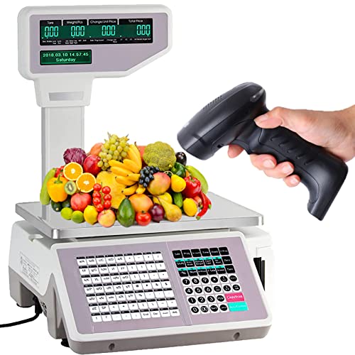Báscula digital con impresora térmica y lector de código de barras miniatura 1