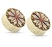 Copper Wire Centered Tribal Lotus Carved Organic Crocodile Wood Saddle Plugs Ear Plugs Gauges - Sold As Pair - 7 Sizes Available Up to 1" (12mm - 1/2")