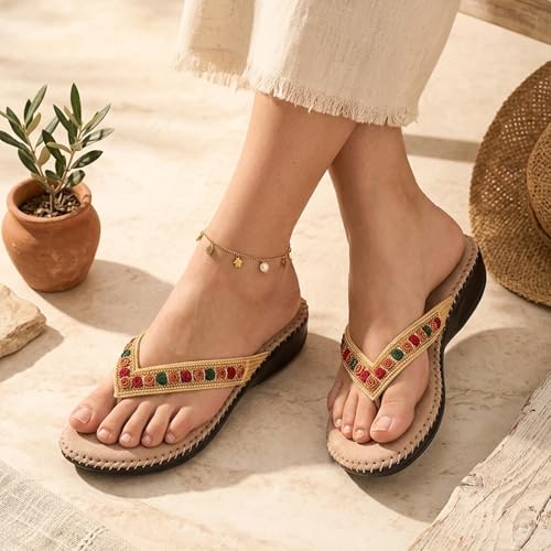 Image of TRASE Orthopedic Comfortable Footwear for Women | Stylish V Strap Chappal with Soft Cushioned Footbed | Perfect Slippers for Woman Daily Use