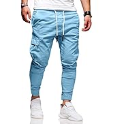 Men's Casual Pants - Cotton Chino Cargo Pants for Hiking and Outdoor Recreation, Drawstring Sweat...