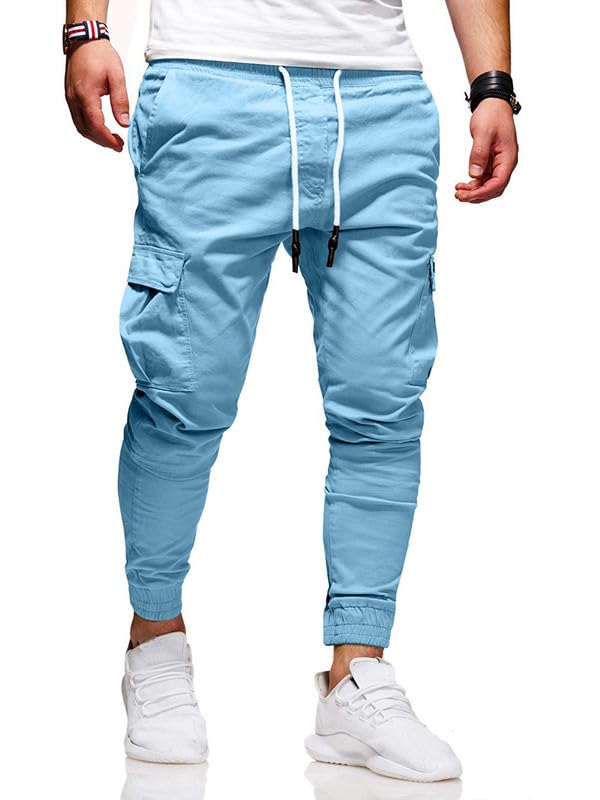 Men's Casual Cotton Chino Cargo Joggers